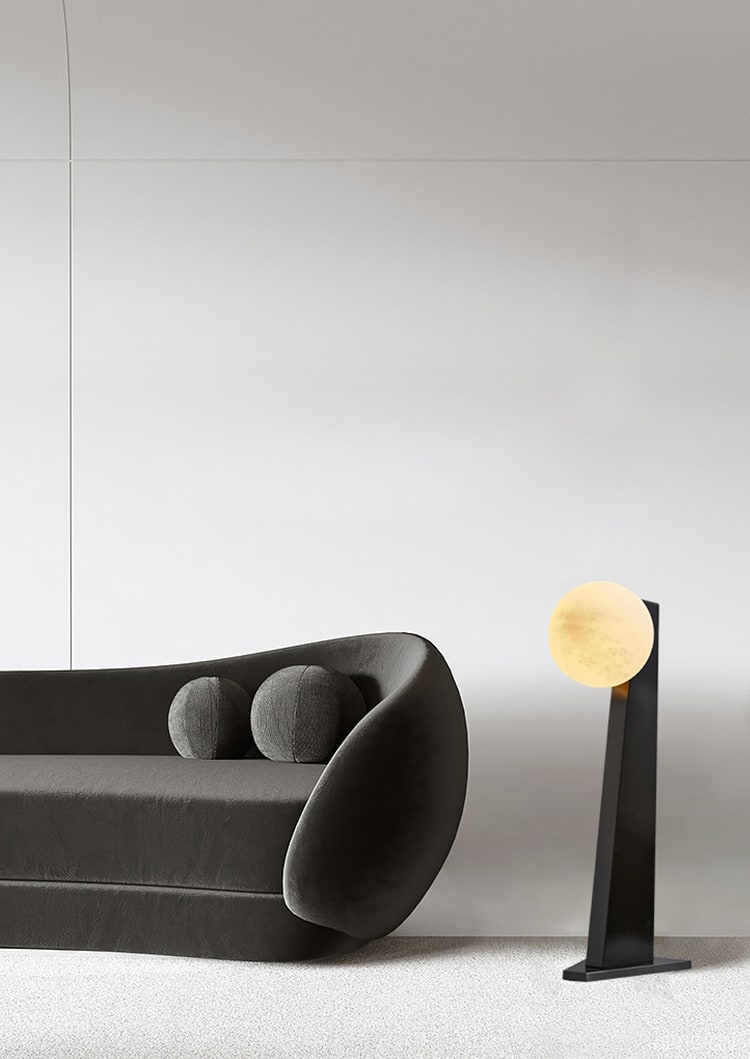 Modern Tapered Globe Table Lamp - 06 06-scene-black-alabaster-tapered-table-lamp-living-room
