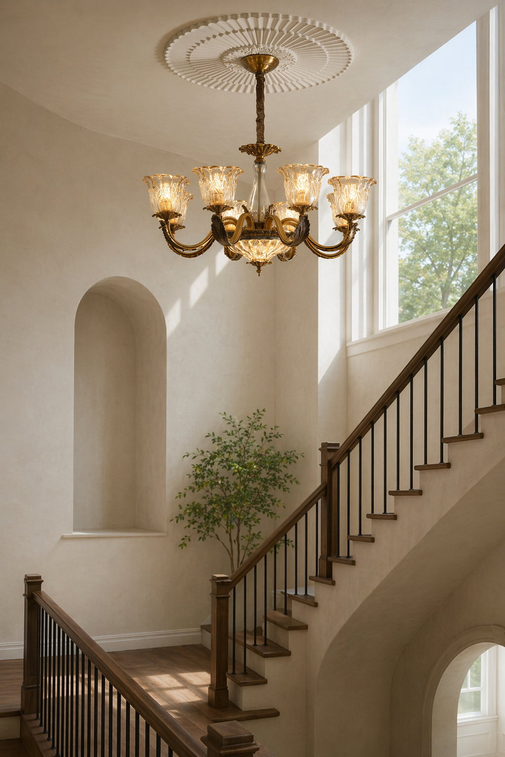 Baroque Floral Glass Chandelier - 06 06-staircase-void