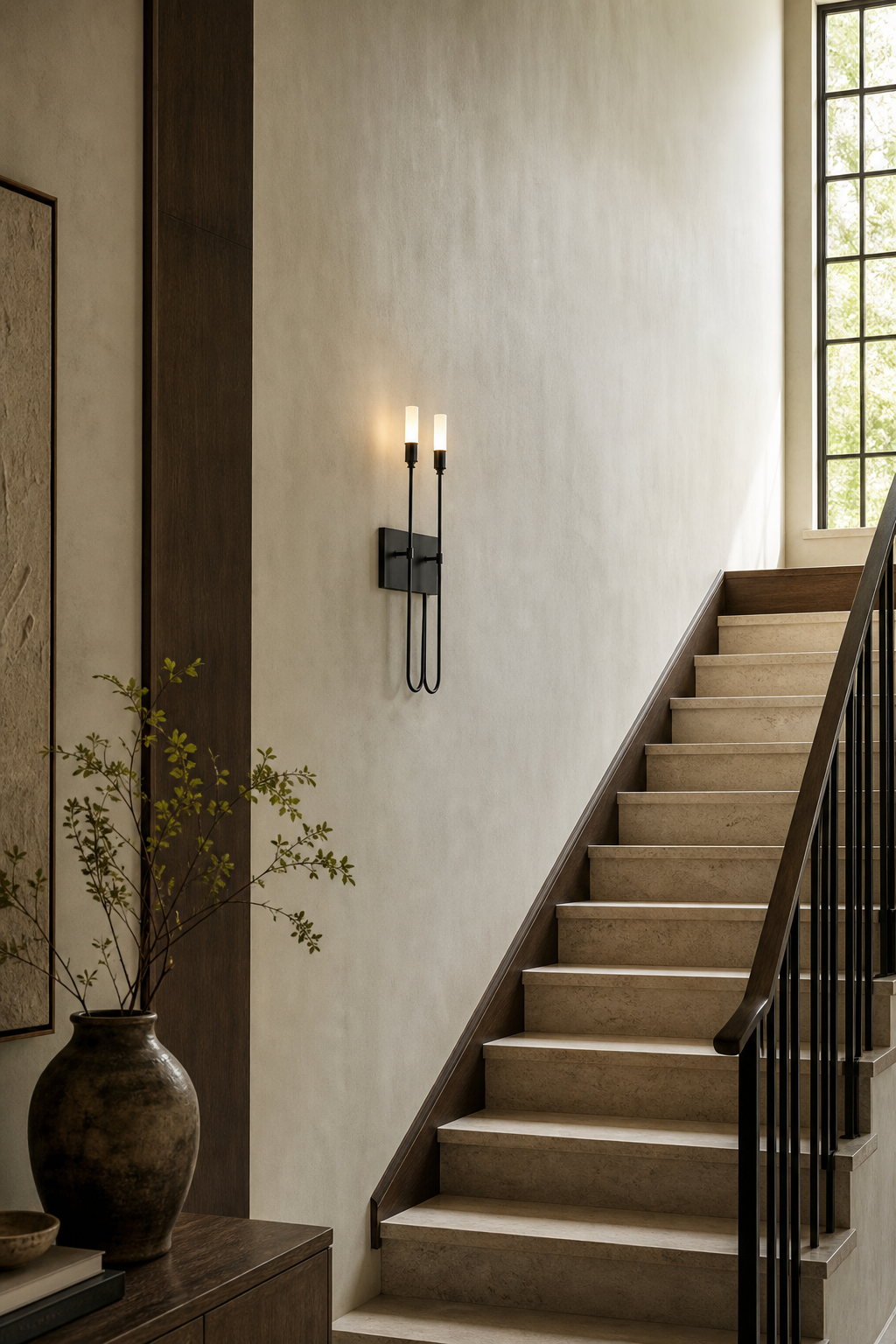 Double Loop Wall Sconce copper black staircase wall wide