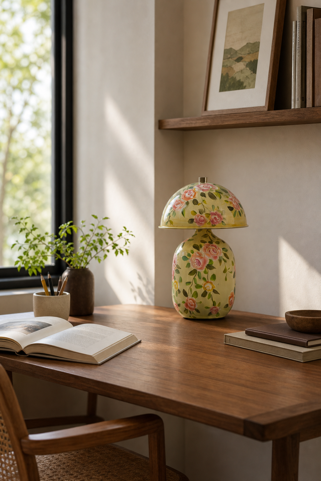 Modern Patterned Mushroom Table Lamp - generated workflow 06 06-study-corner-daylight