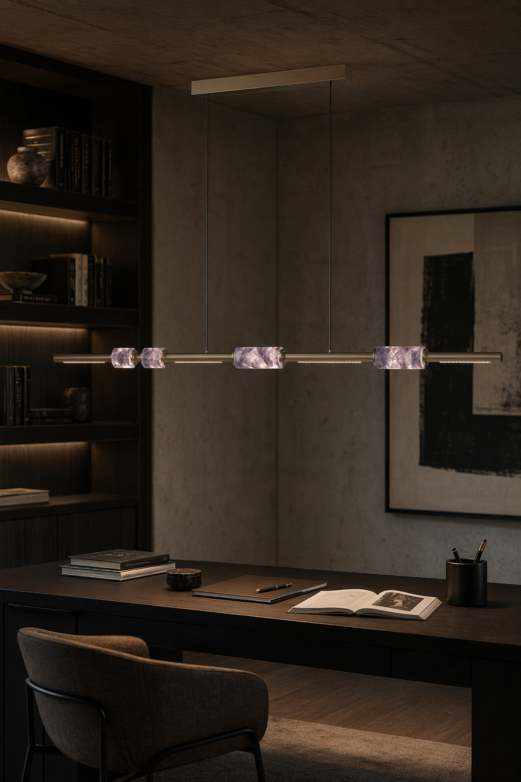 Modern Crystal Linear LED Island Chandelier - generated main 06 06-study-table