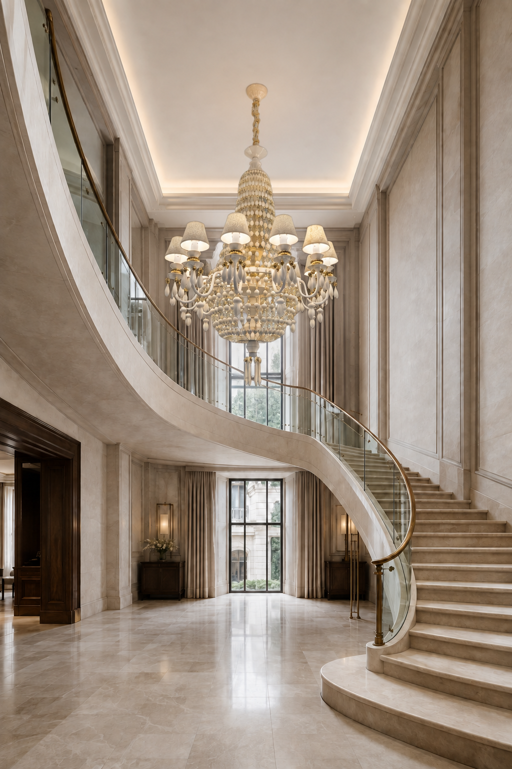 Ivorelle 12-light chandelier – luxury staircase hall