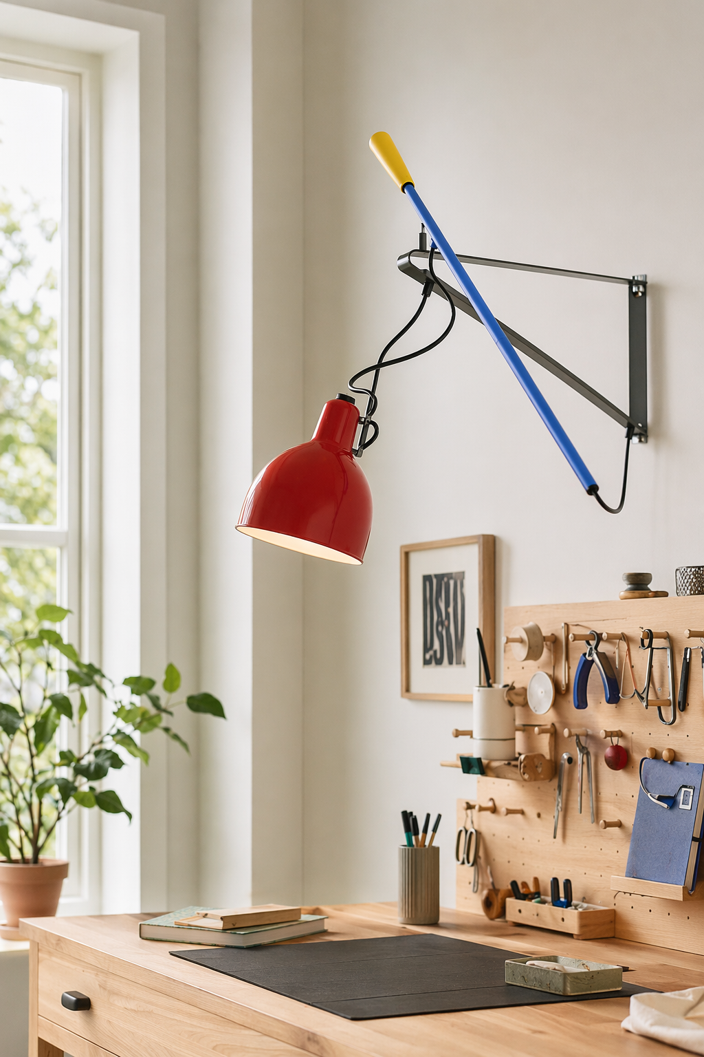 Modern Adjustable Red Wall Task Lamp - 06 06-workshop-wall-wide