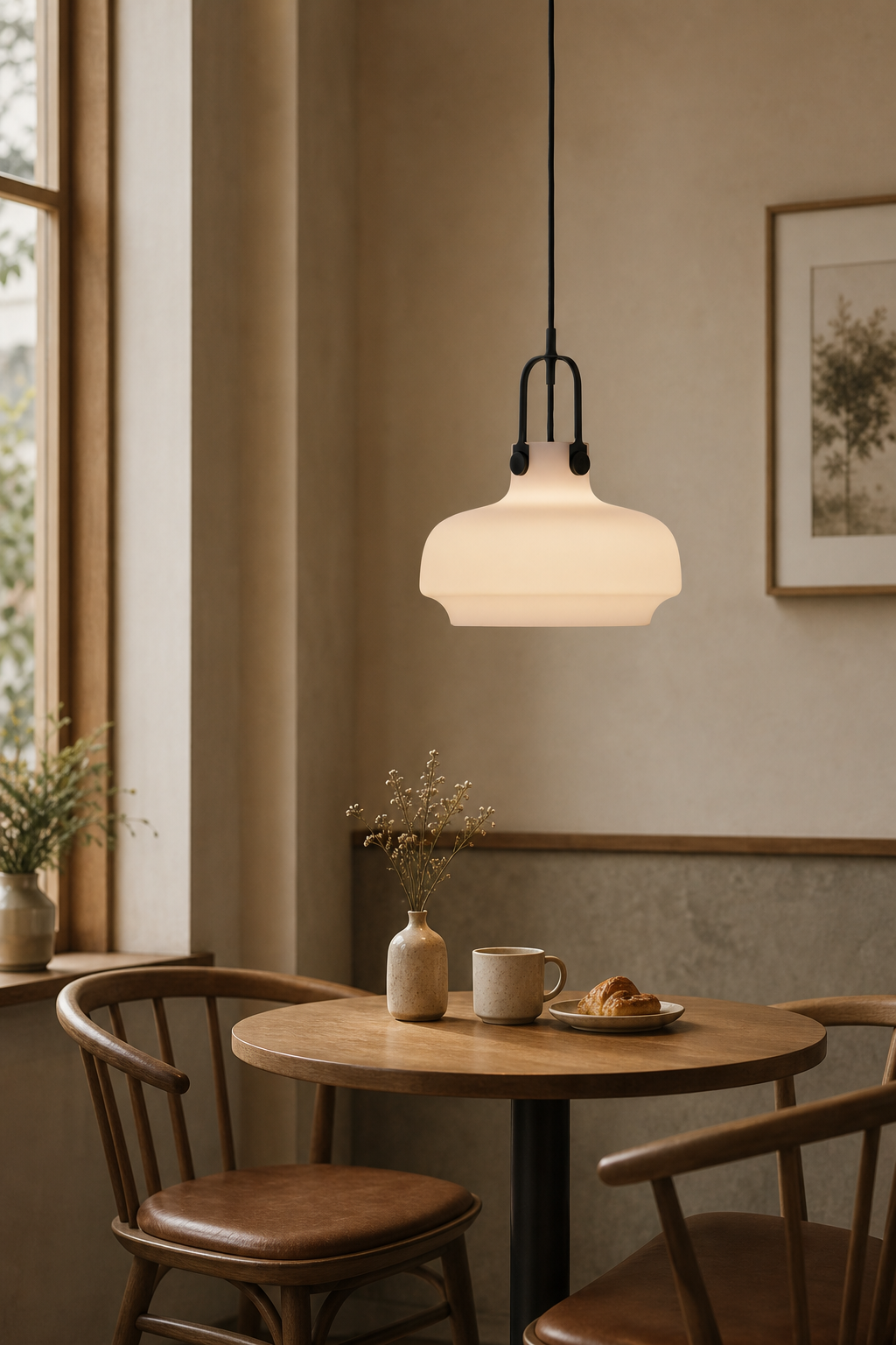 Modern Glass Dome Pendant Light - generated workflow 07 07-cafe-dining-daylight