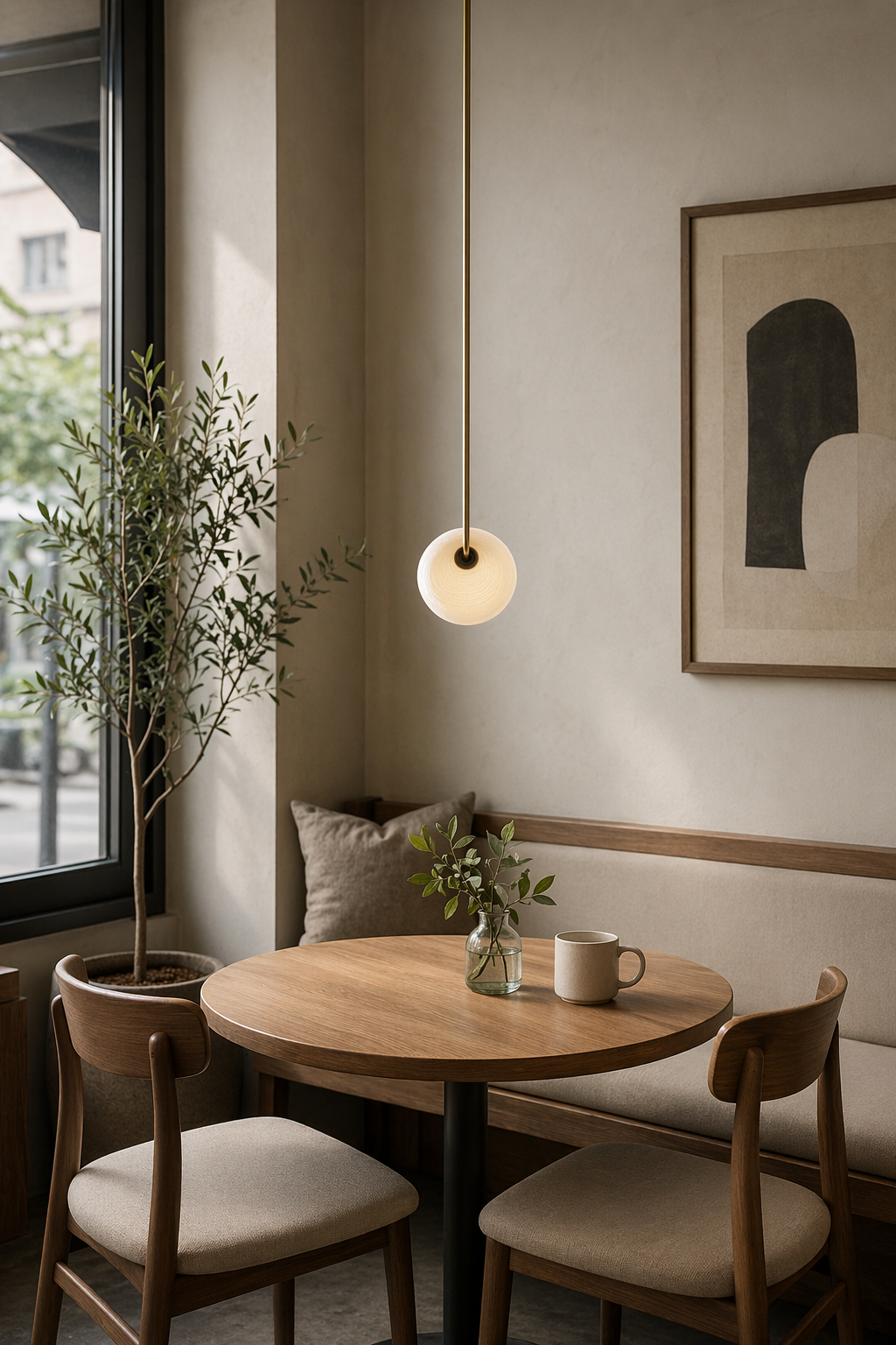 Modern Glass Globe Pendant Light - generated workflow 07 07-cafe-dining-daylight