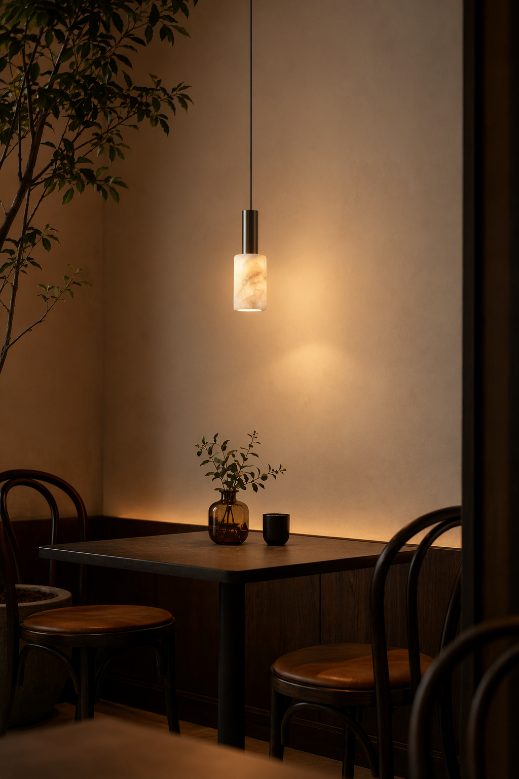 Modern Natural Stone Cylinder Pendant Light - generated main 07 07-cafe-dining
