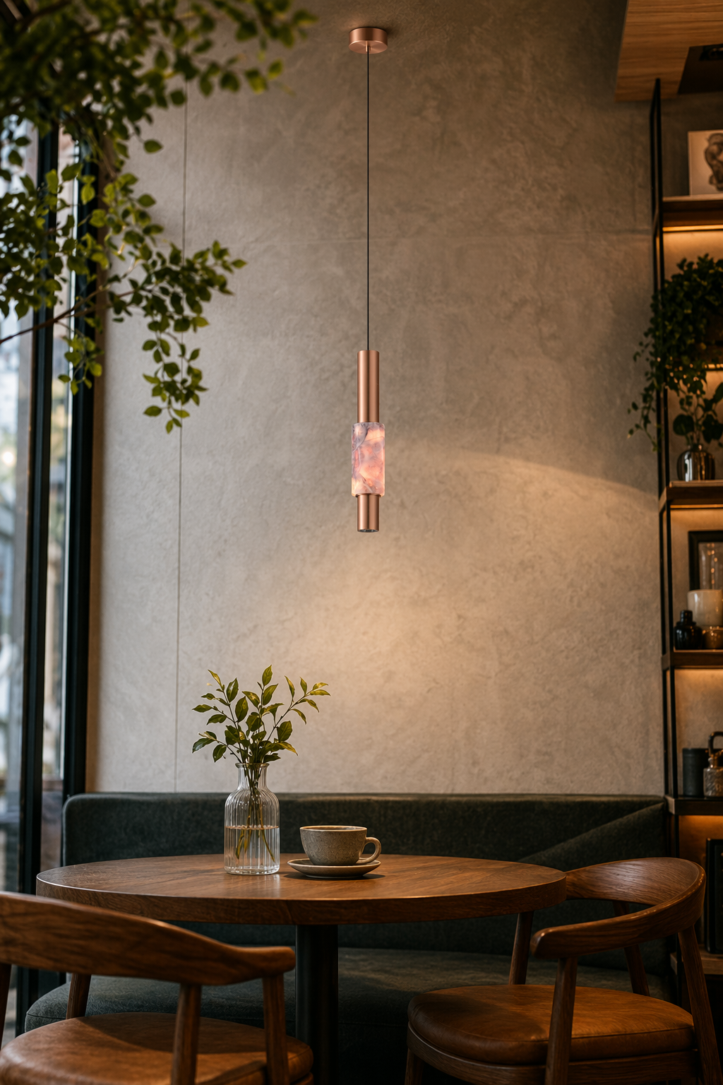 Modern Crystal Cylinder Pendant Light - generated main 07 07-cafe-dining