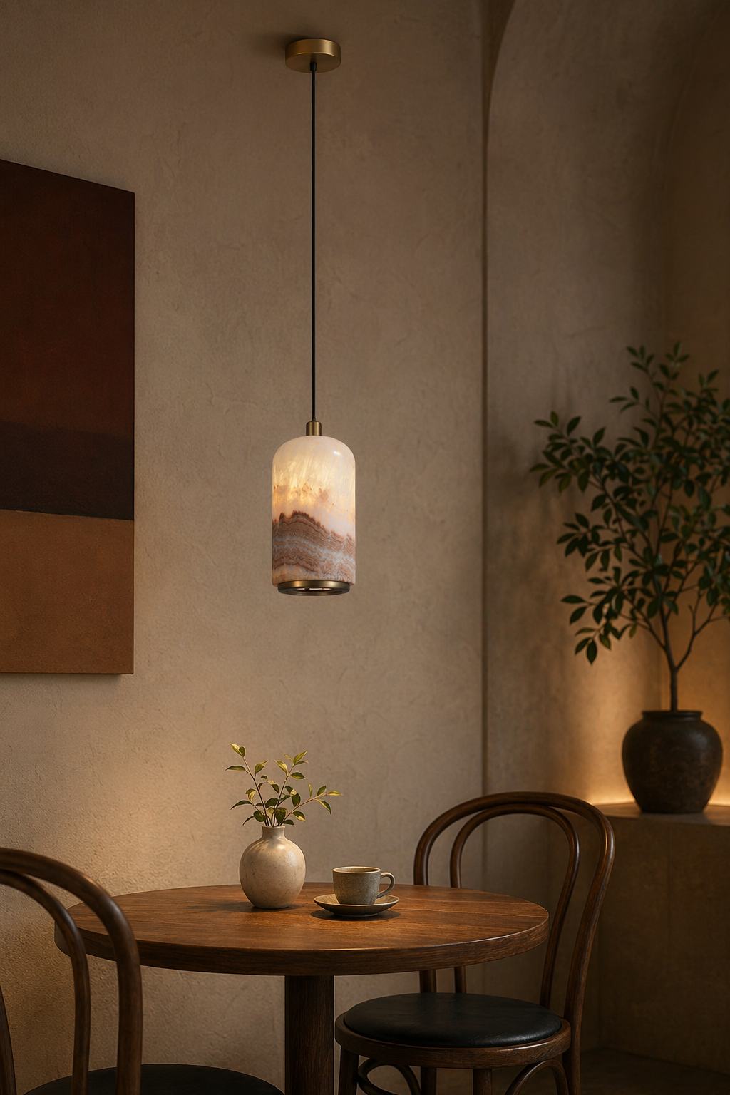 Modern Colorful Stone Cylinder Pendant Light - generated main 07 07-cafe-dining