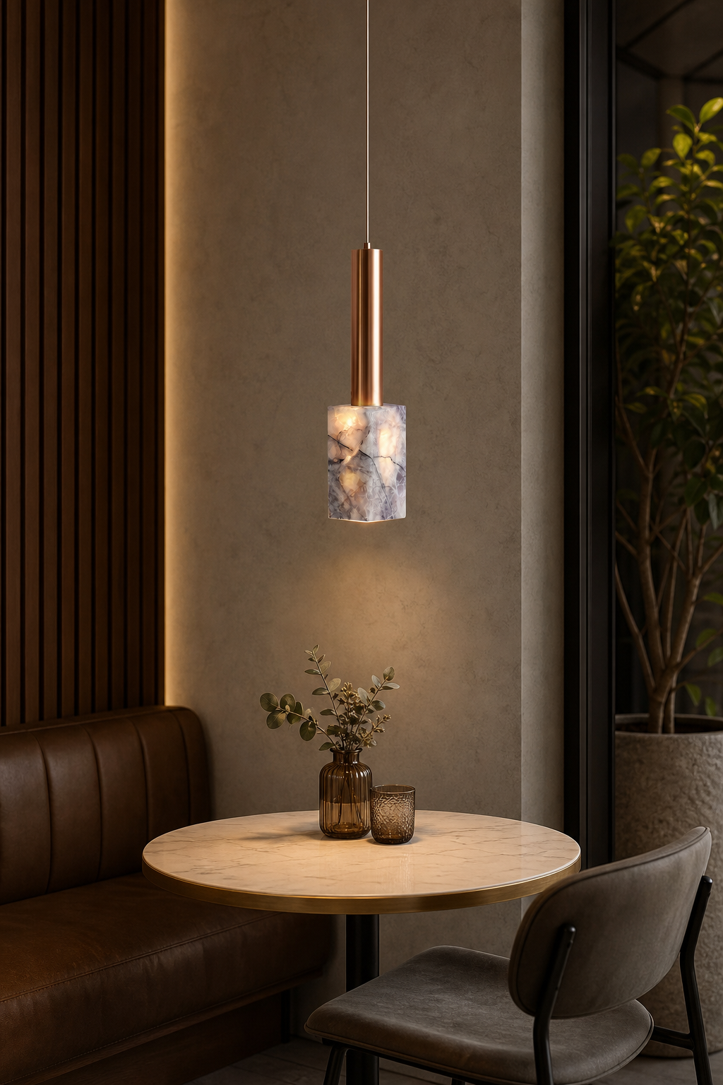 Modern Purple Crystal Cylinder Pendant Light - generated main 07 07-cafe-dining