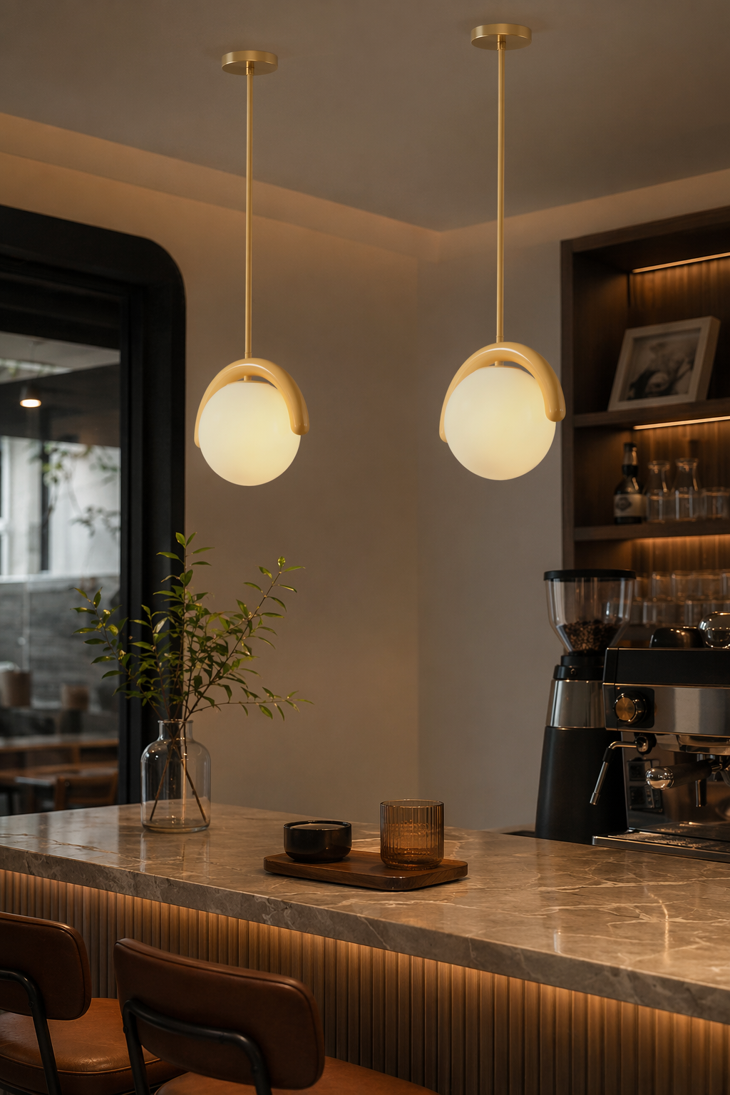 Modern Gold Globe Pendant Light - generated main 07 07-cafe-or-bar-dining
