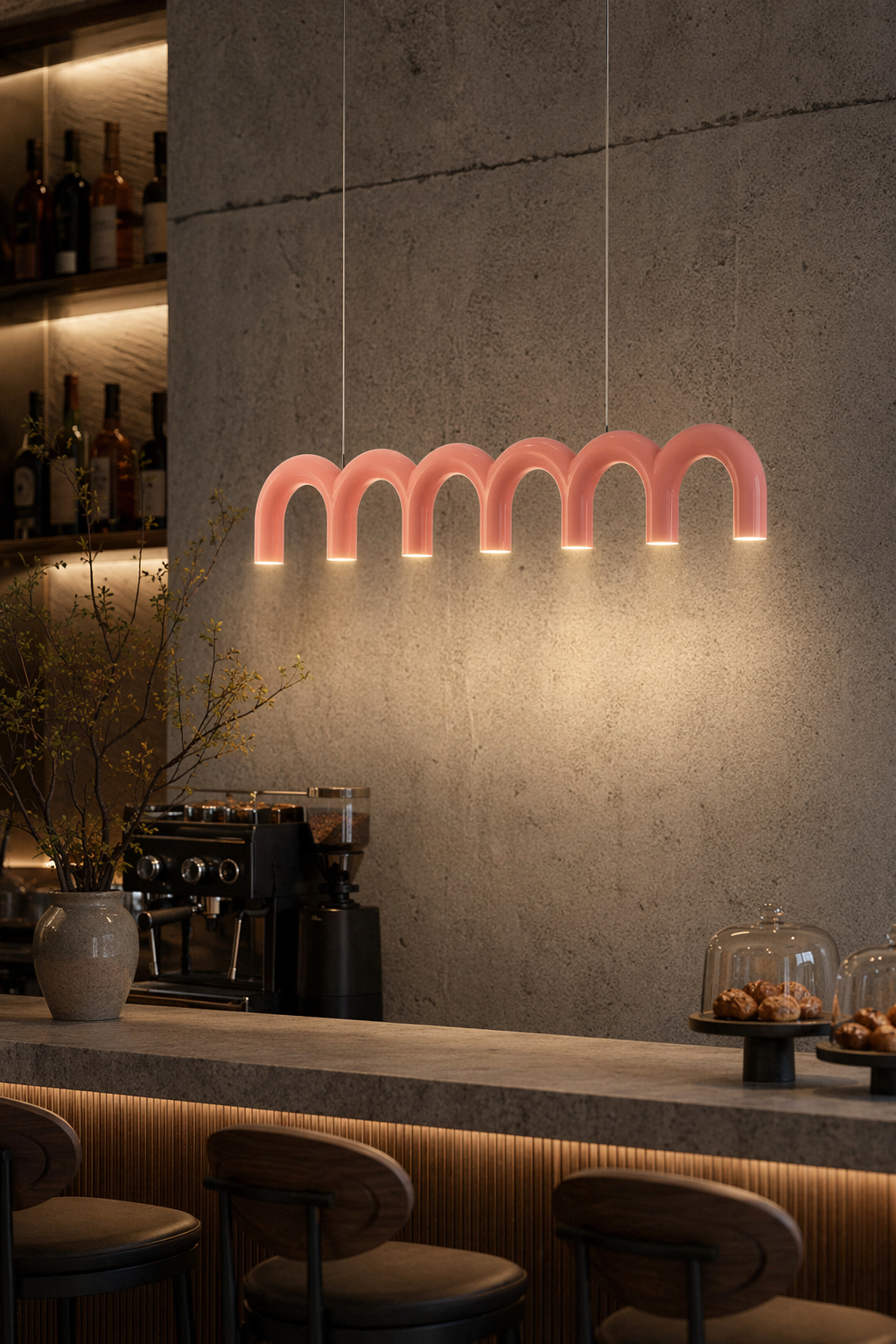 Colorful Wave Linear LED Pendant Light - generated main 07 07-cafe-or-bar-dining