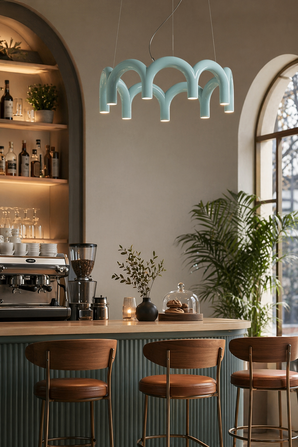 Colorful Arch Linear LED Pendant Light - generated main 07 07-cafe-or-bar-dining