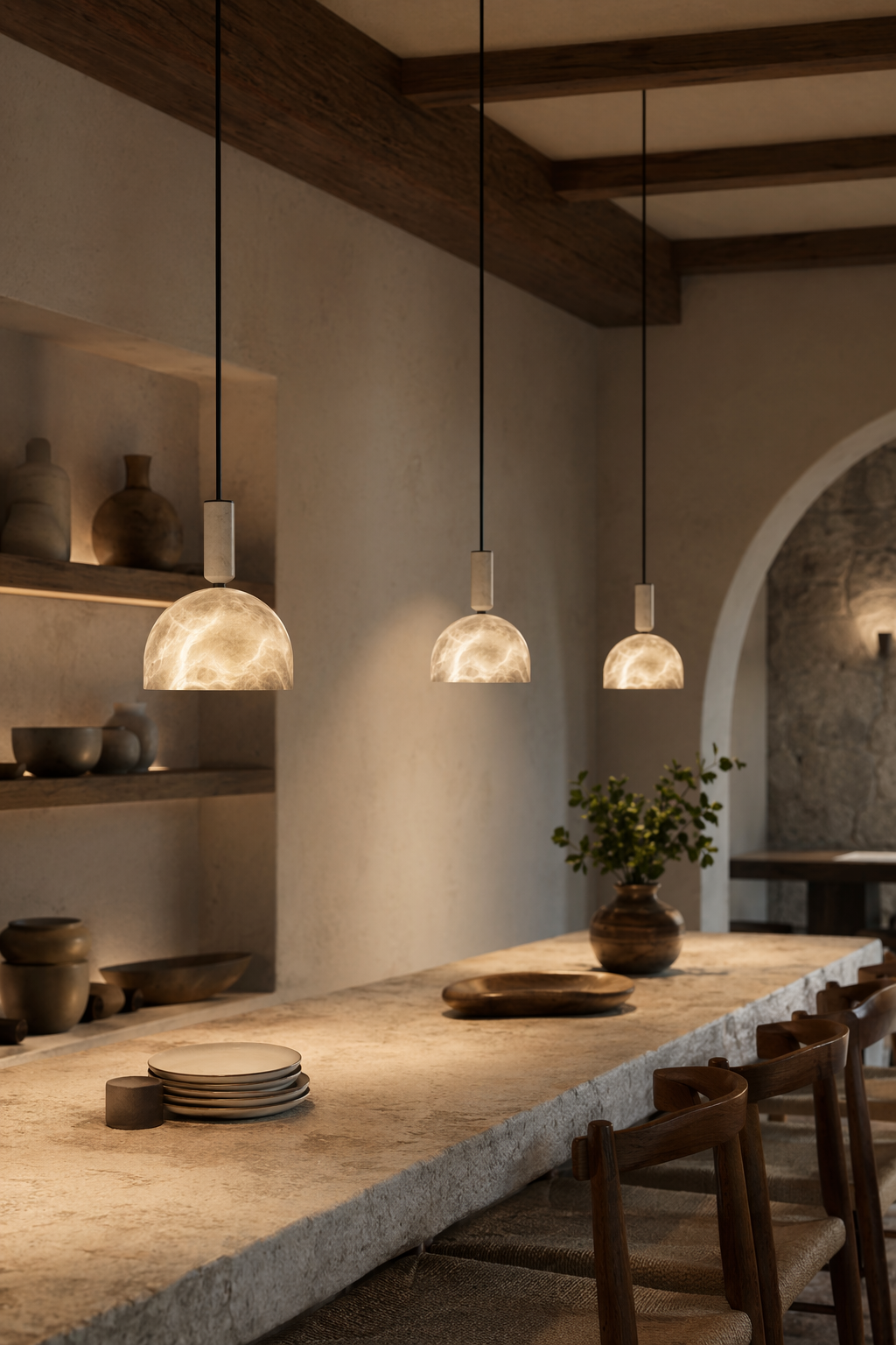 Modern Alabaster Dome Pendant Light in White - product image 03