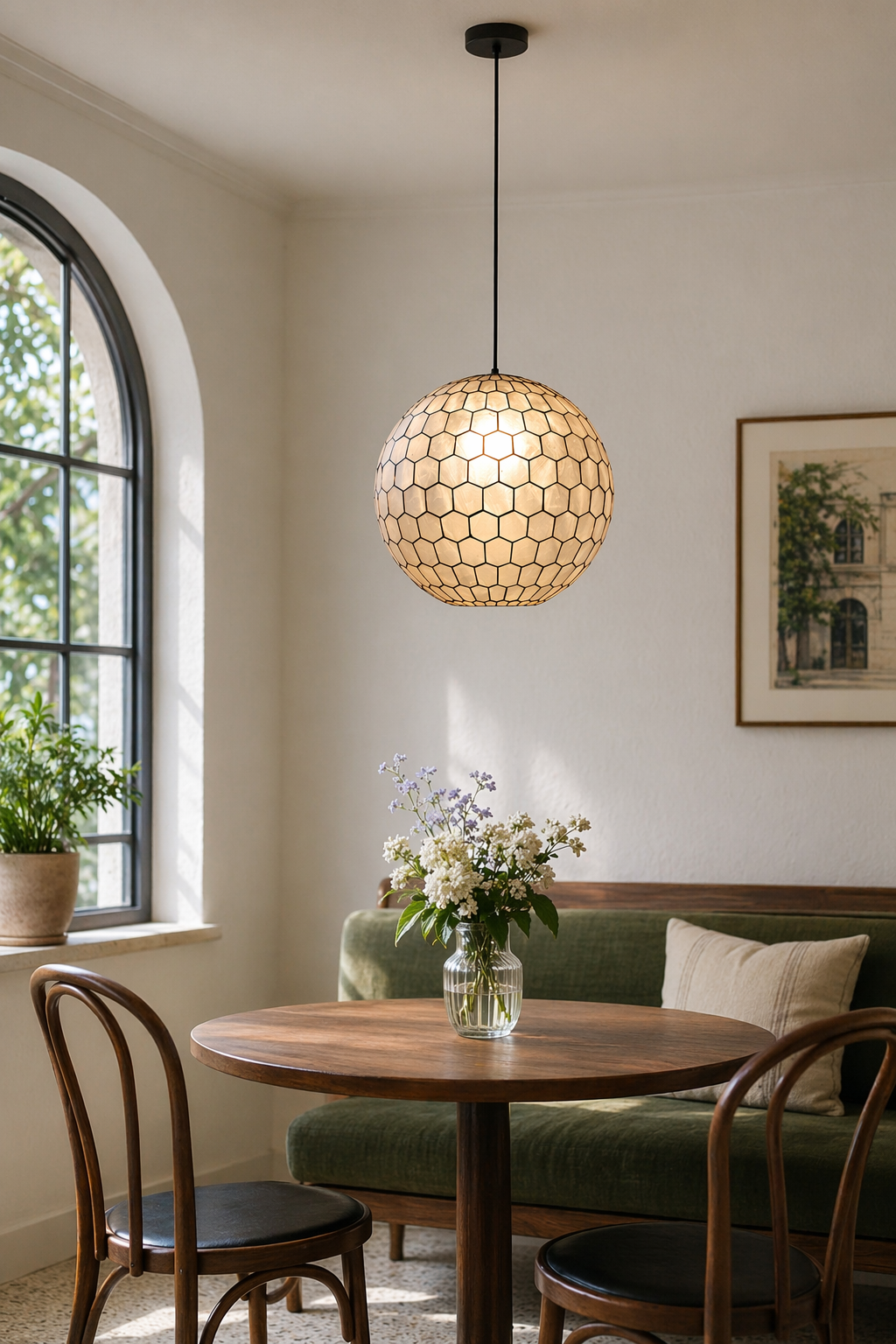Modern Capiz Honeycomb Globe Pendant Light - 07 07-cafe-style-dining