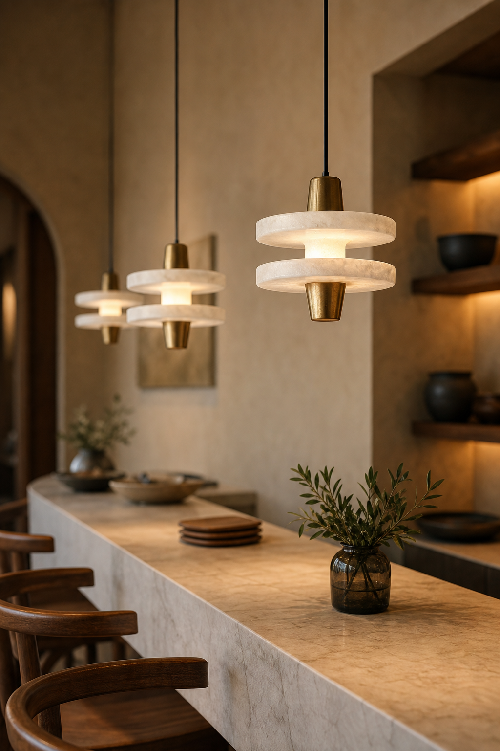 Modern Alabaster Disc Pendant Light - product image 04
