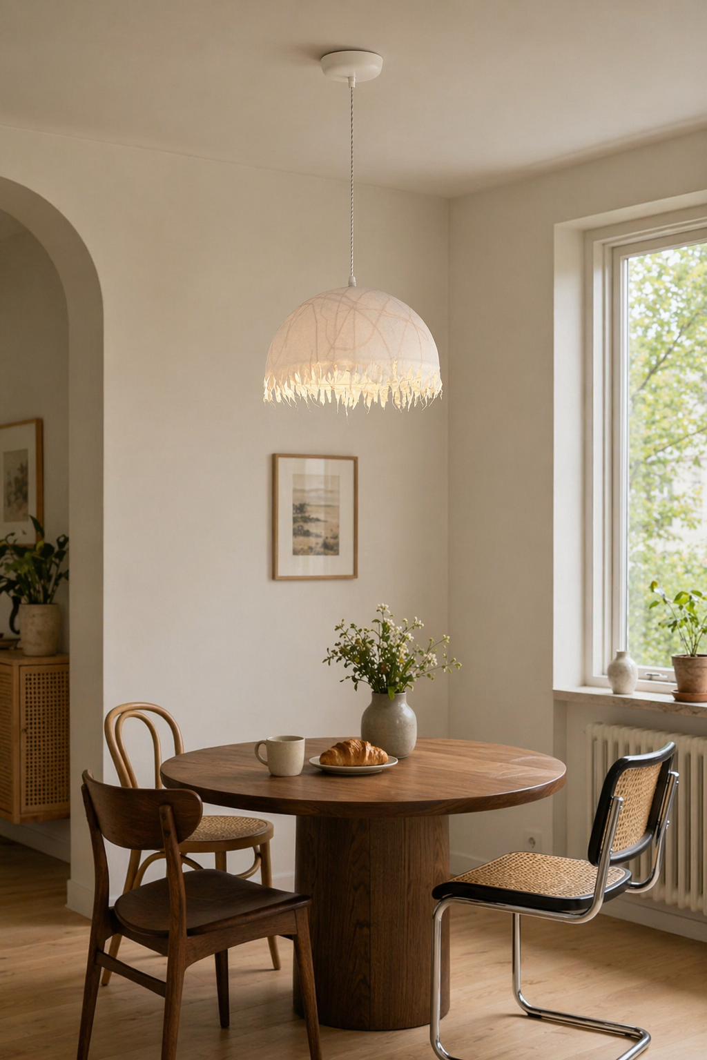 Modern Mulberry Silk Fringe Dome Pendant Light - 07 07-cafe-style-dining