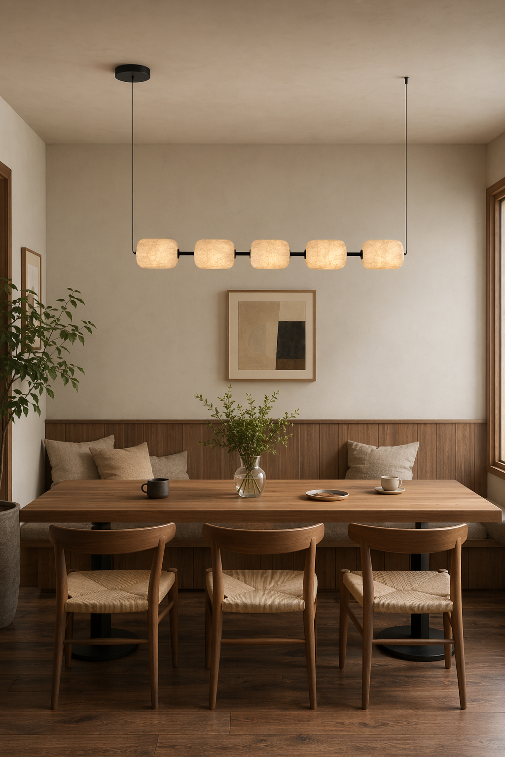 Modern Mulberry Silk Linear Pendant Light in White and Black - product image 02