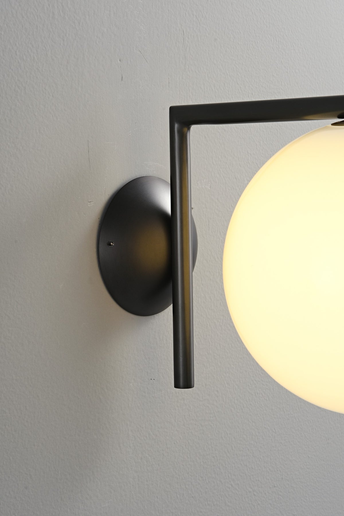 Modern Globe Arm Wall Sconce - 07 07-detail-black-globe-arm-wall-sconce-mount