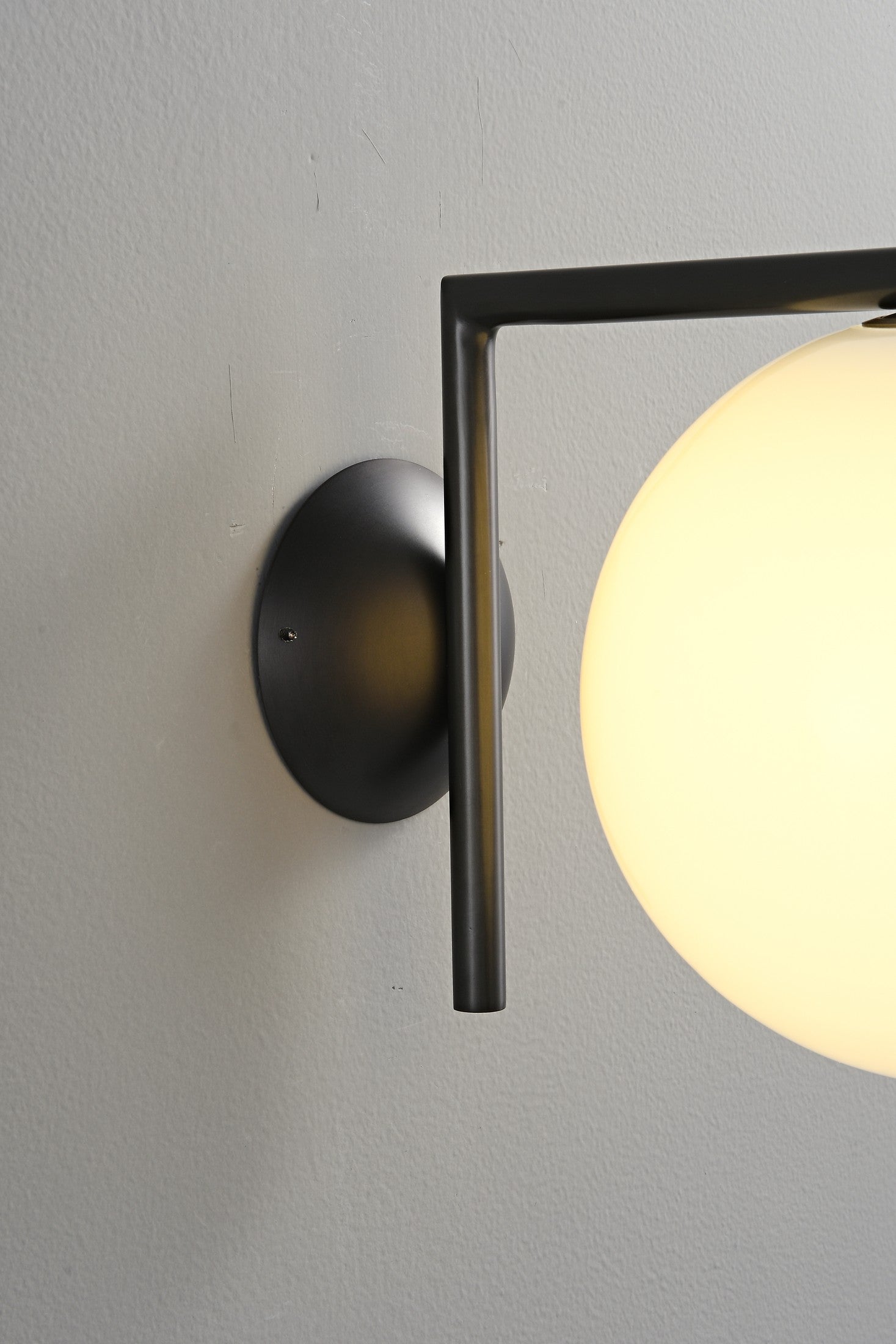 Modern Globe Arm Wall Sconce - 07 07-detail-black-globe-arm-wall-sconce-mount