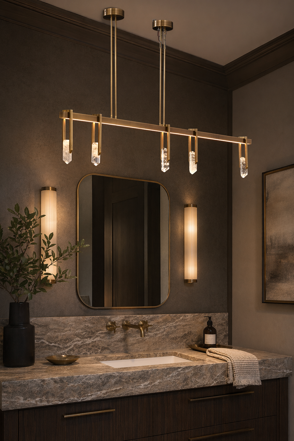 Modern Linear Crystal LED Island Chandelier - generated 07 07-dry-vanity-scene