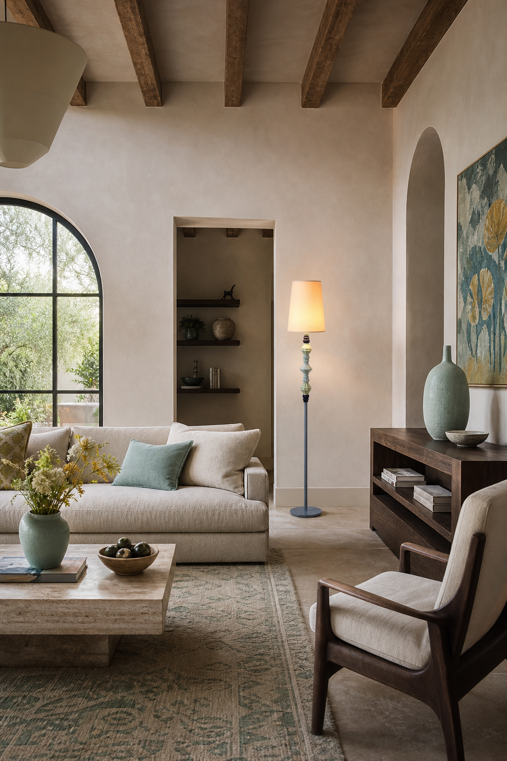 Colorful Ceramic Floor Lamp family room wide