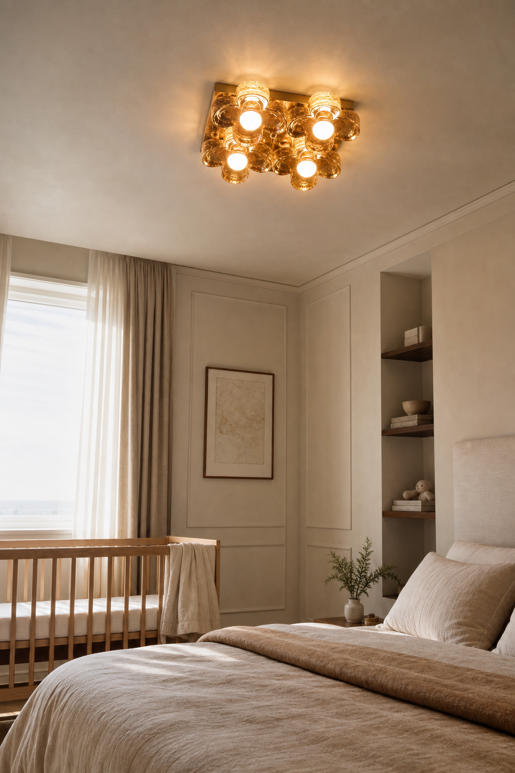 4-Light Amber Glass Flush Mount Ceiling Light product view 7