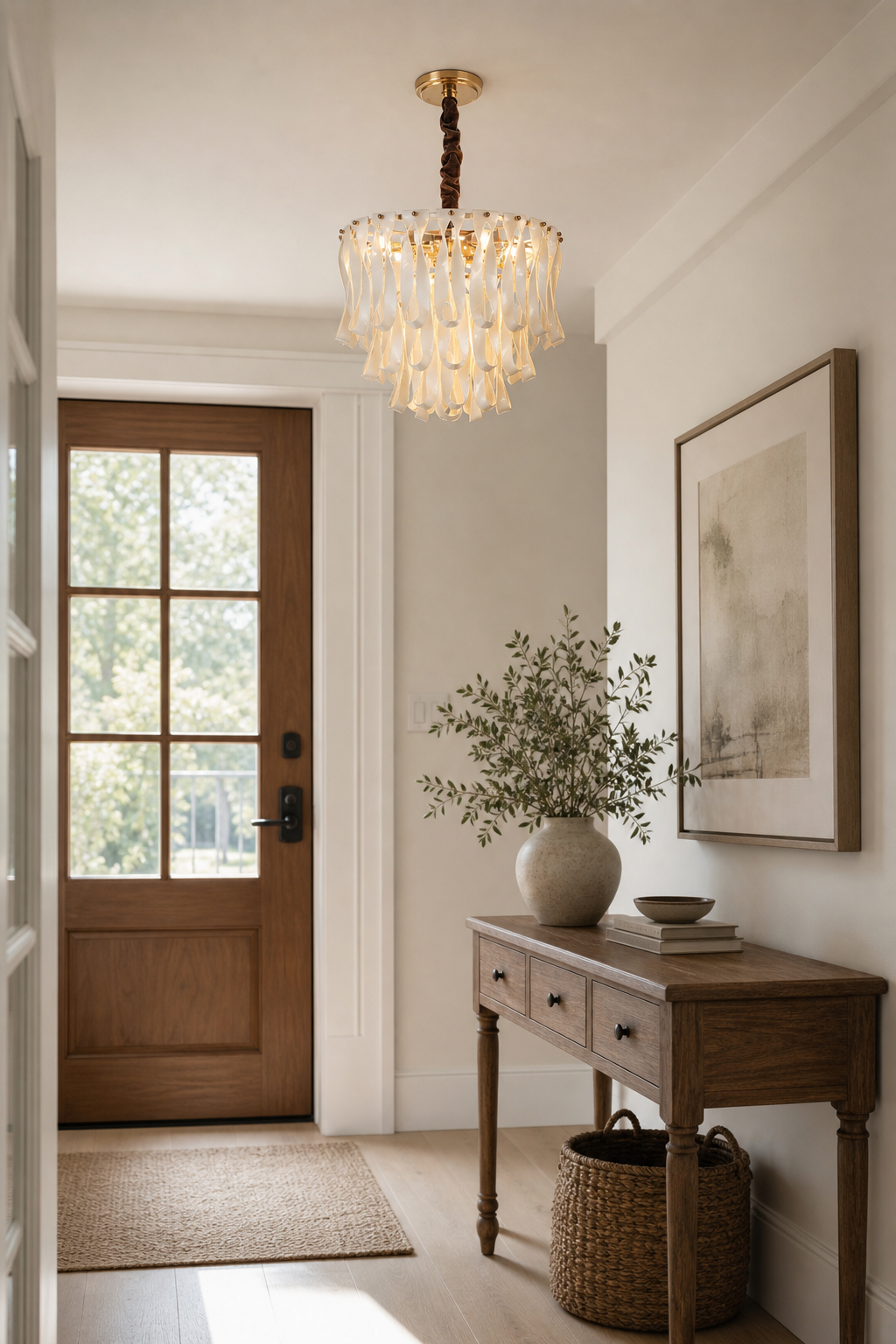 Ivory Ceramic Ribbon Mini Chandelier - 07 07-foyer-daylight