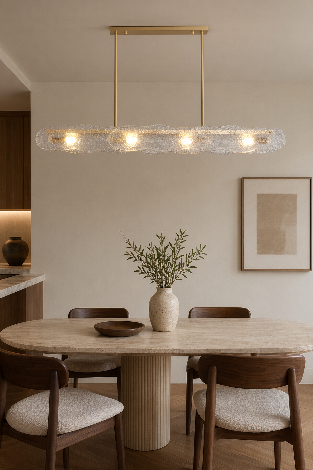Modern Textured Glass Linear Island Chandelier - 07 07-gallery-apartment