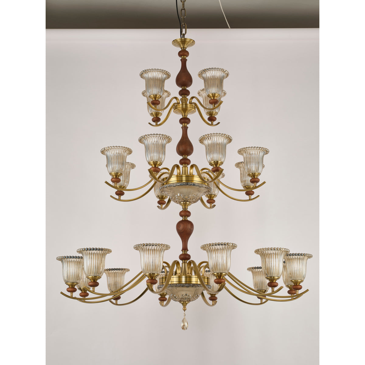 Supplier real product photograph of the twenty-four-light three-tier chandelier