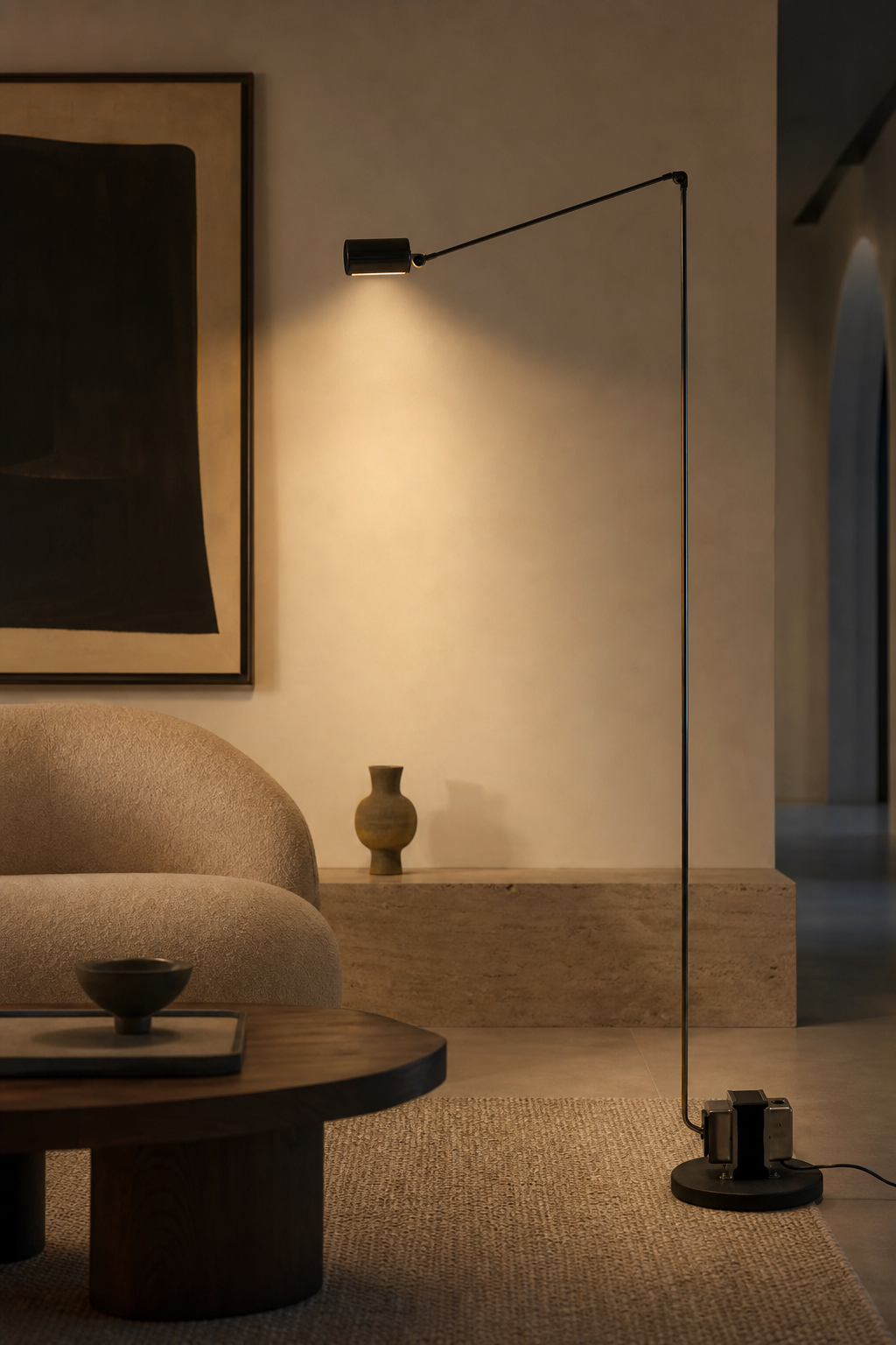 Daphine Adjustable LED Floor Lamp black finish night mood
