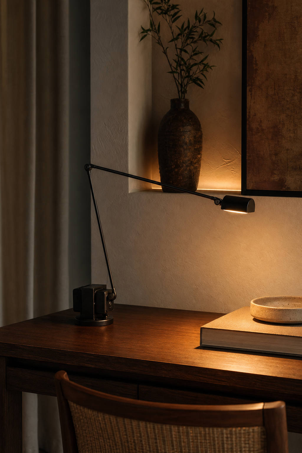 Daphine Adjustable LED Table Lamp black finish night mood