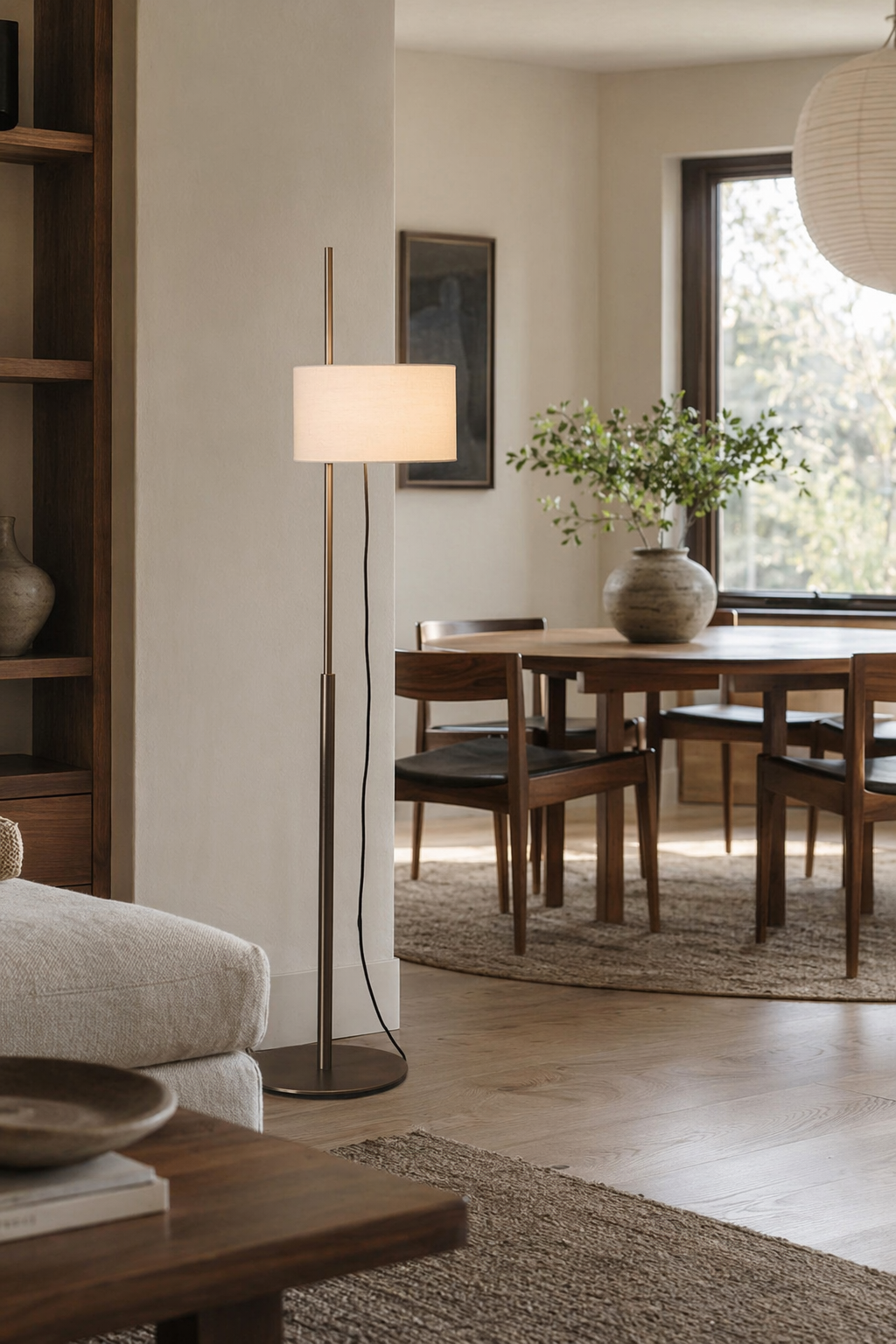Modern Fabric Shade Table and Floor Lamp - generated main 07 07-open-plan-wide