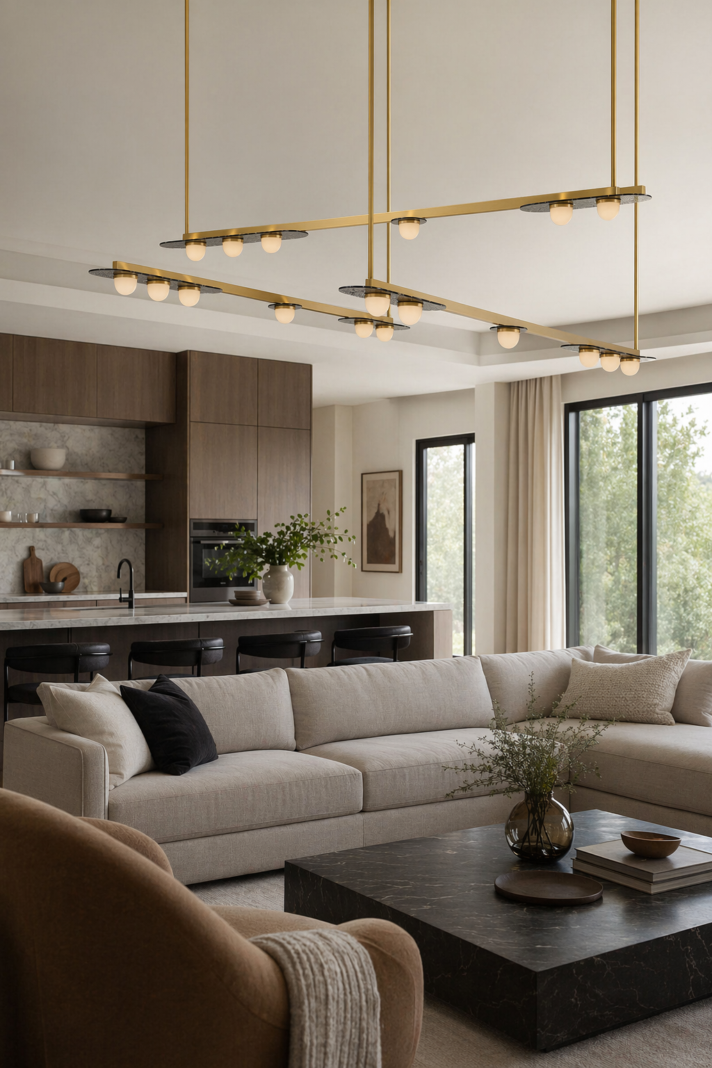 Modern Linear Glass Globe Chandelier - generated main 07 07-open-plan-wide