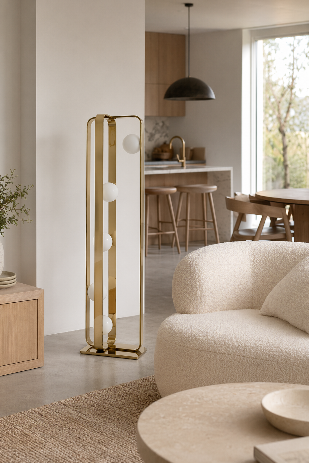 Modern Champagne Gold Globe Floor Lamp - generated main 07 07-open-plan-wide