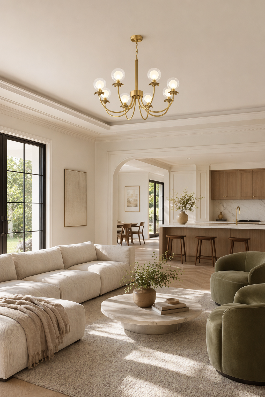Modern Brass Glass Globe Chandelier - generated main 07 07-open-plan-wide
