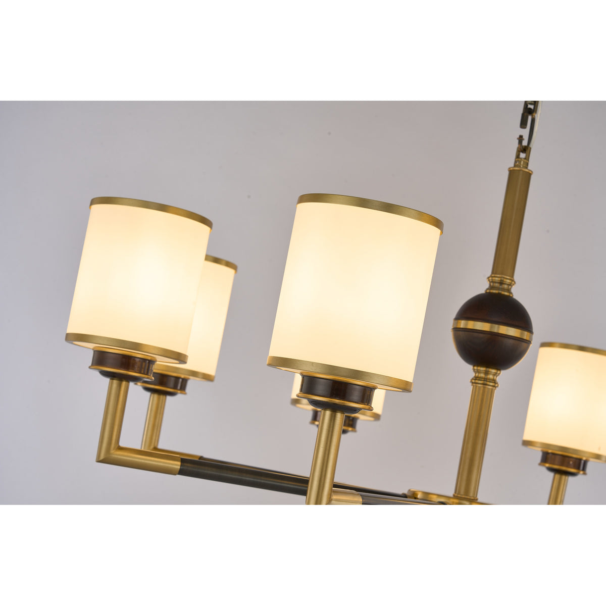 Supplier real detail photograph of Orseline opal glass and dark ash-wood trim