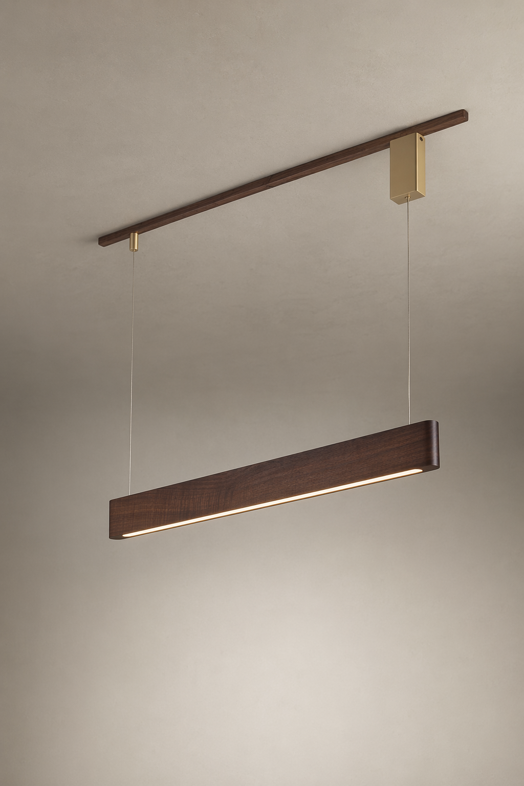 Modern Wood Linear LED Pendant Light - 07 07-product-front-black-walnut