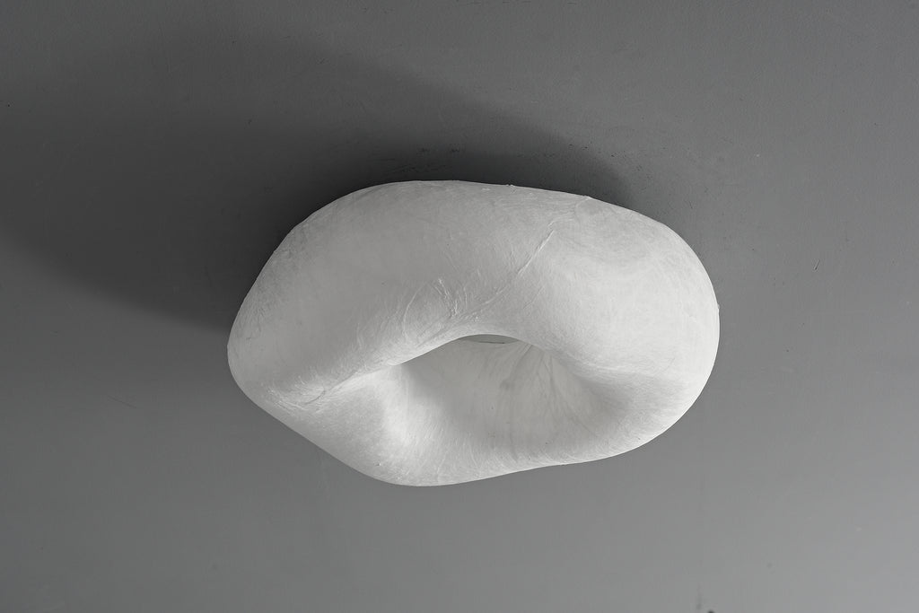 Handmade Mulberry Silk Cloud Ceiling Light in White - 07 07-product-real-lit-front