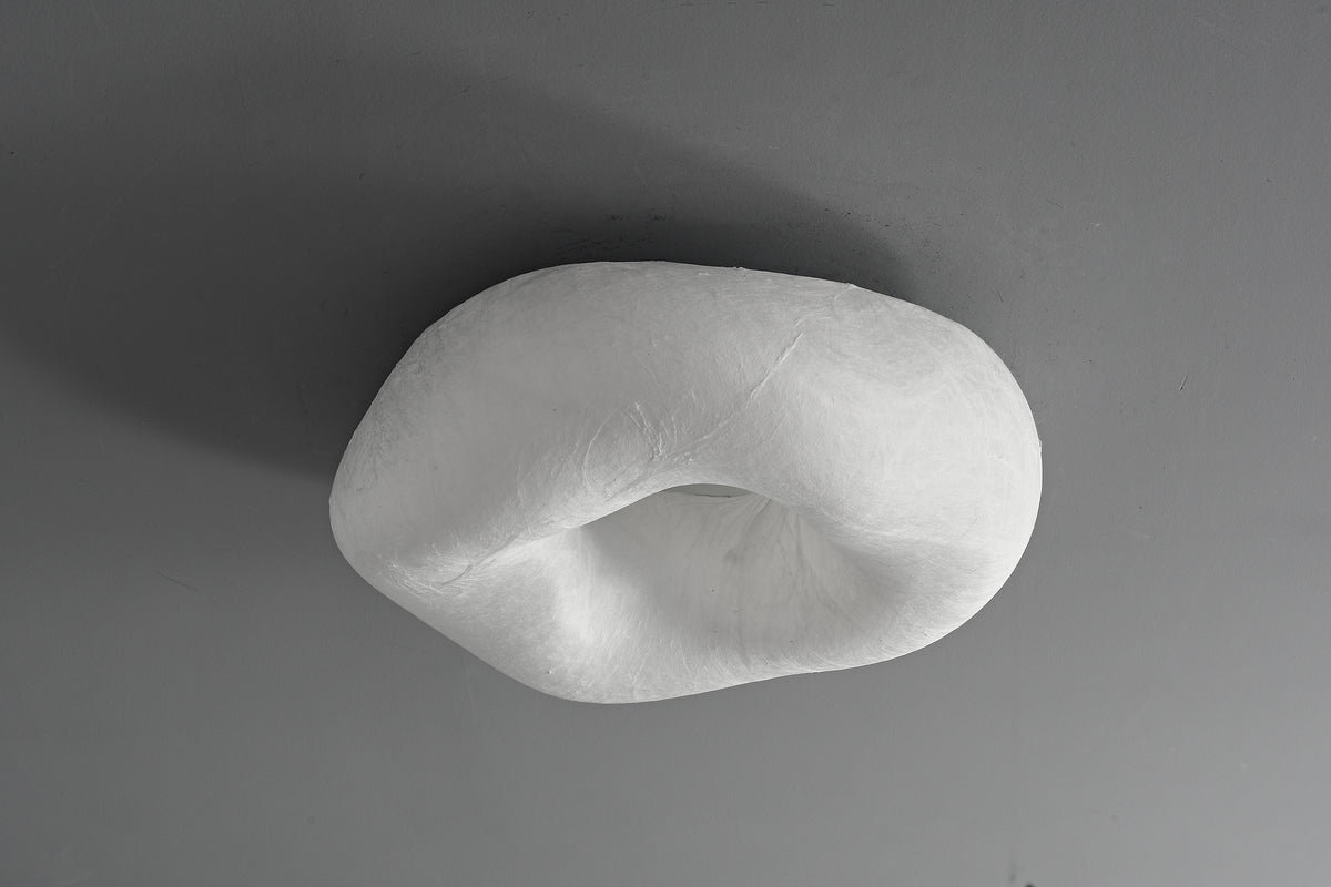 Handmade Mulberry Silk Cloud Ceiling Light in White - 07 07-product-real-lit-front