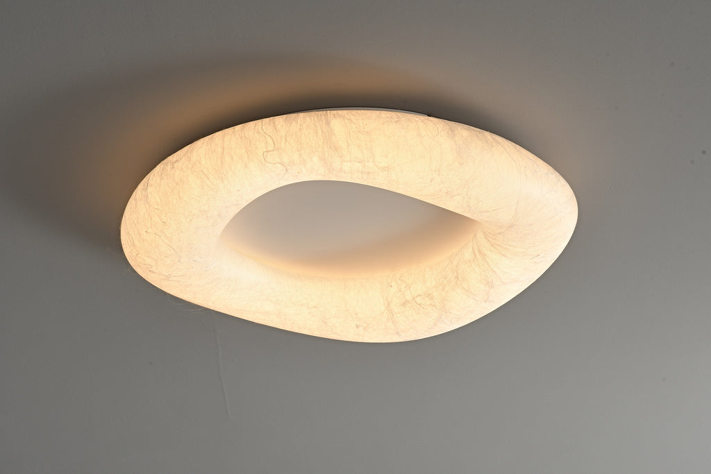 Modern Mulberry Silk Ring Ceiling Light in White - 07 07-product-real-off-front