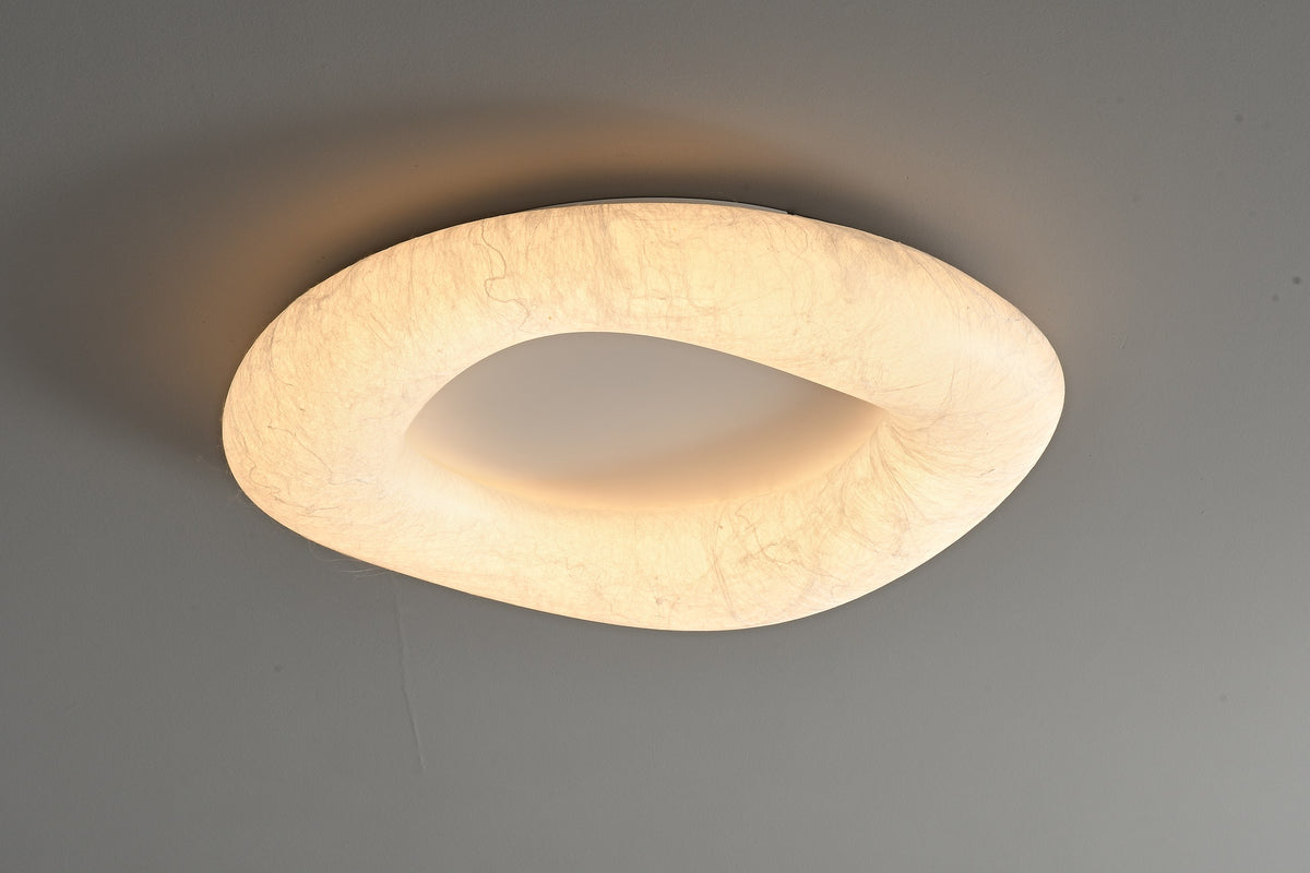 Modern Mulberry Silk Ring Ceiling Light in White - 07 07-product-real-off-front