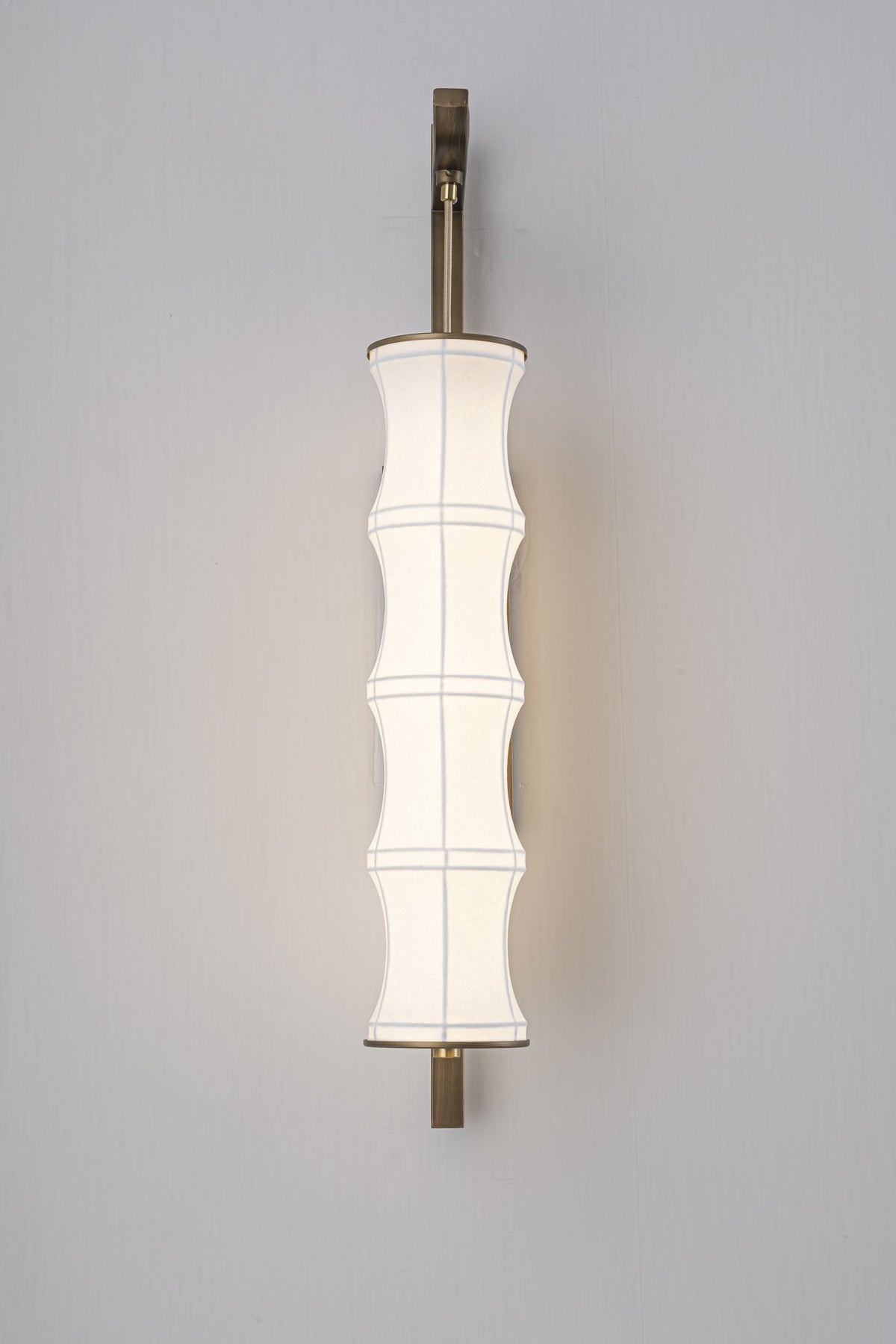 Modern Song-Inspired Mulberry Silk Wall Sconce in Antique Brass - 07 07-product-side-detail