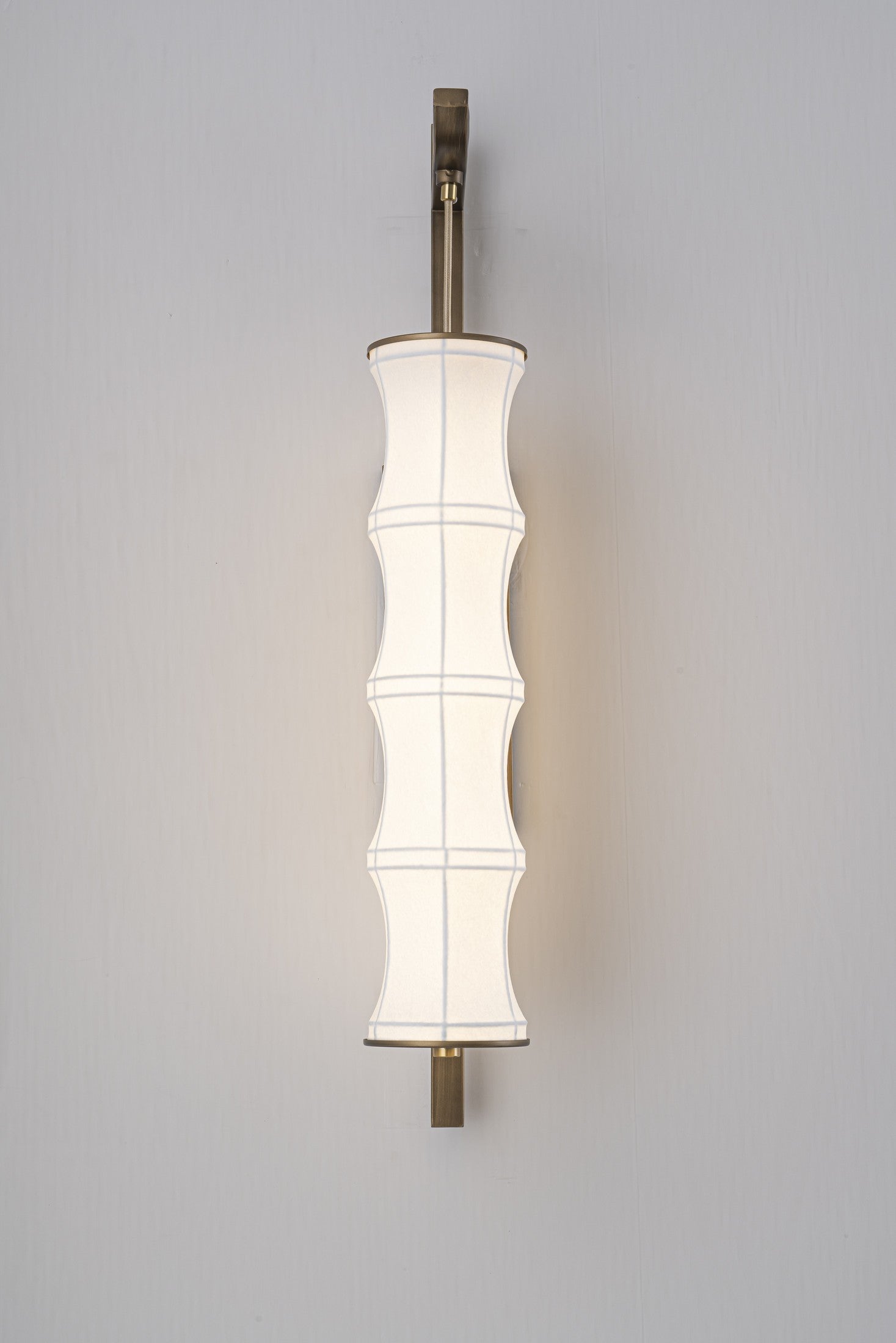 Modern Song-Inspired Mulberry Silk Wall Sconce in Antique Brass - 07 07-product-side-detail