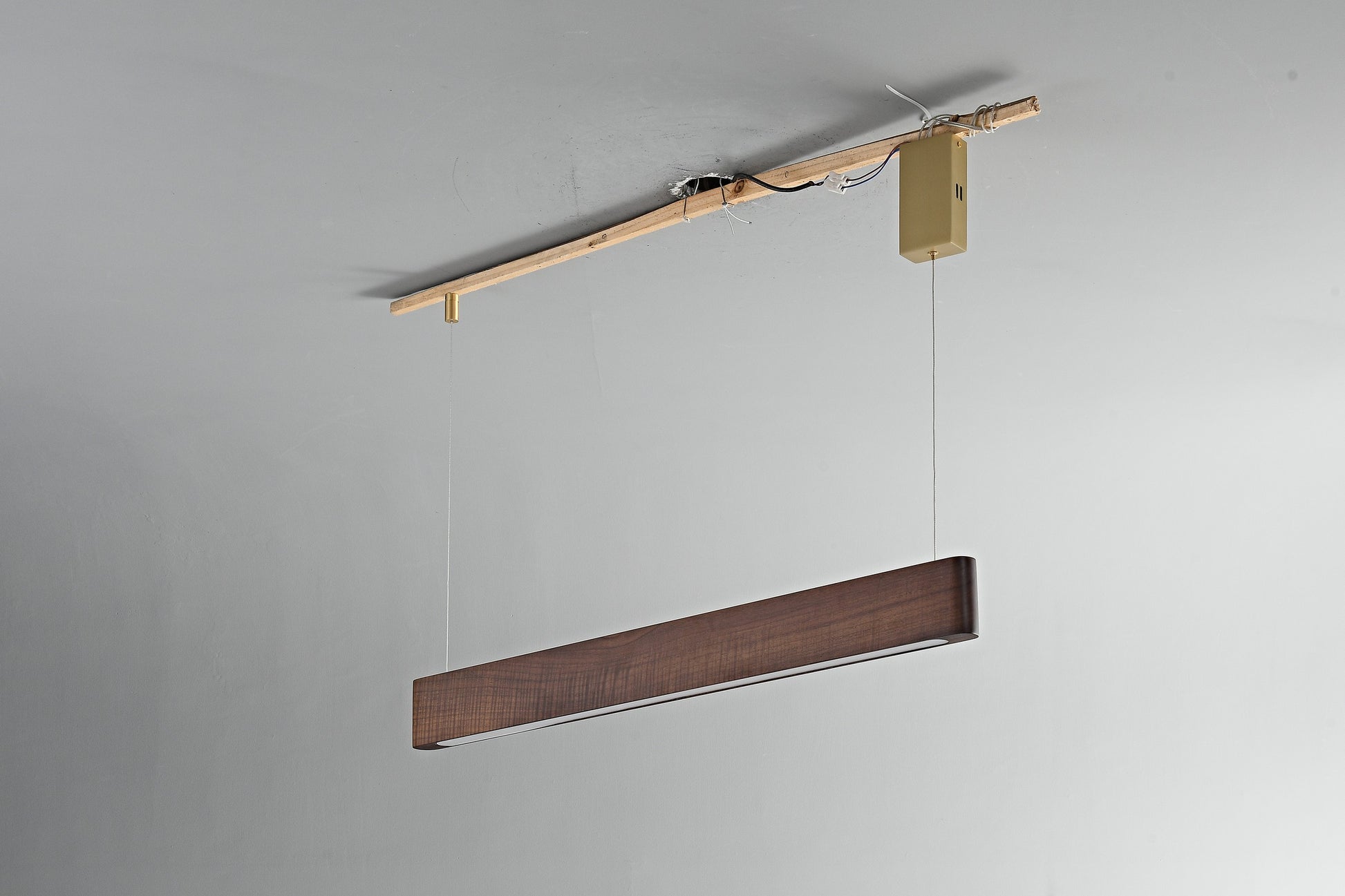 Modern Wood Linear LED Pendant Light - 18 07-real-black-walnut-linear-pendant-wide