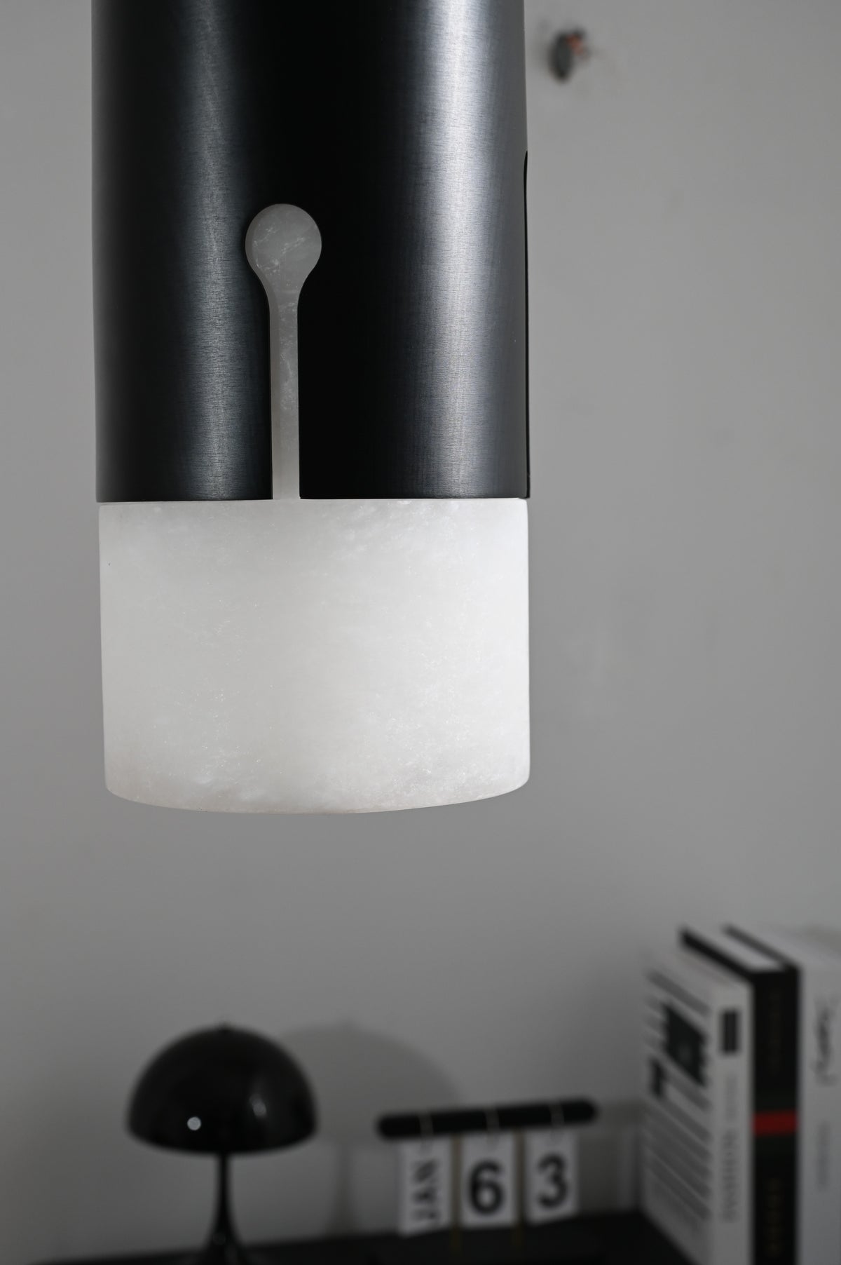 Modern Alabaster Cylinder Pendant Light in Matte Black - 07 07-real-close-off