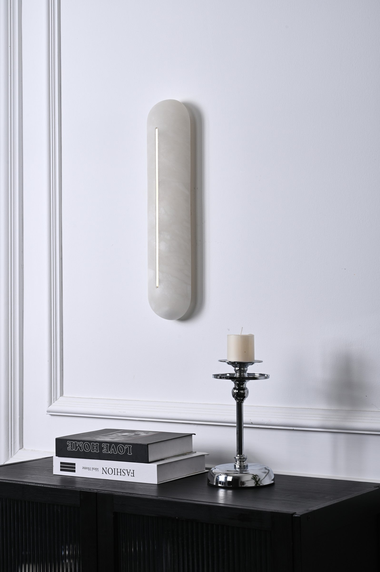 Modern Snowflake Alabaster Oval Wall Sconce - 07 07-real-detail