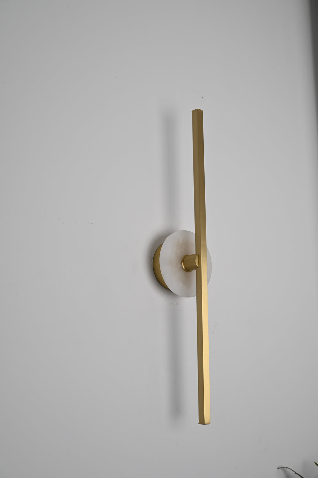 Modern Stone Disc Linear Wall Sconce in Natural Brass - 07 07-real-front-off