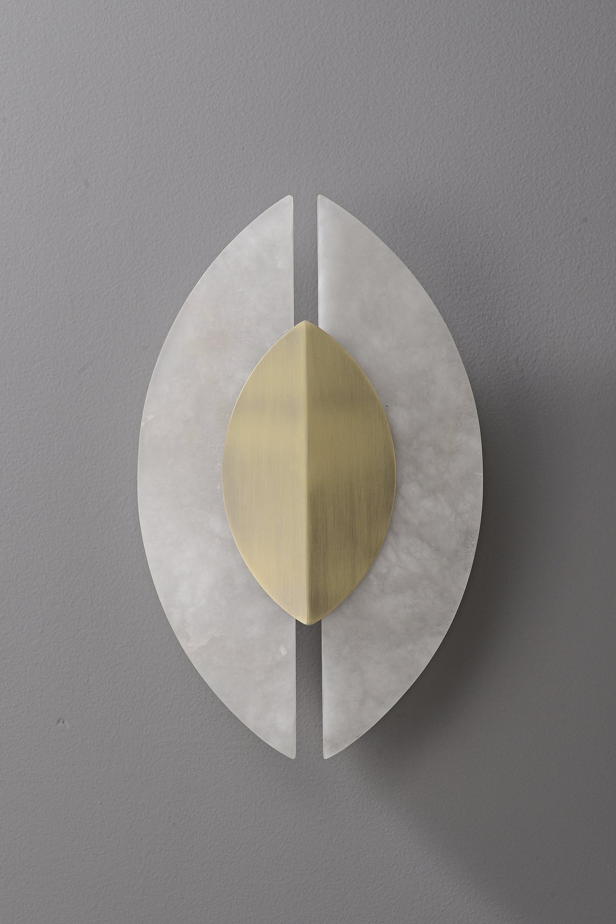 Modern Alabaster Leaf Wall Sconce in Antique Brass - 07 07-real-off-front
