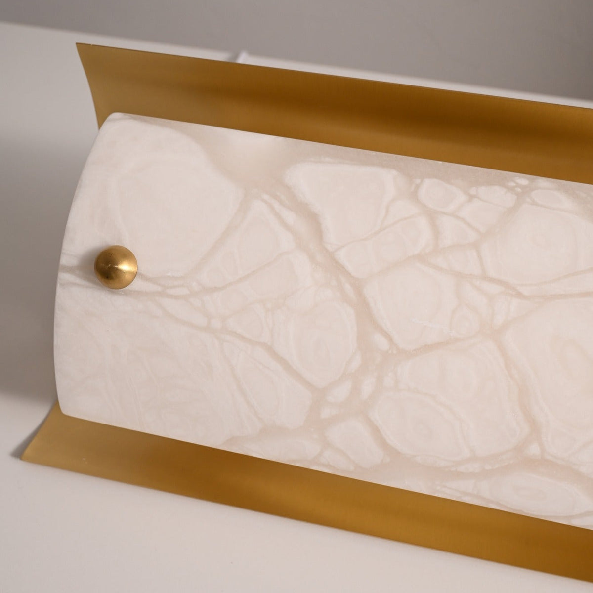 Modern Alabaster Rectangular Wall Sconce in Natural Brass - 07 real photo 2