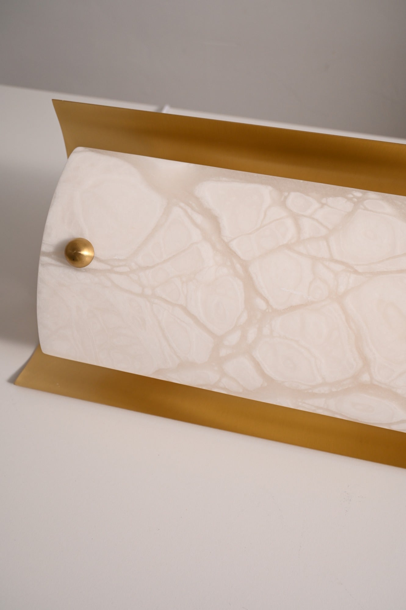 Modern Spanish Alabaster Rectangular Wall Sconce in Natural Brass - 07 real photo 2